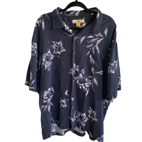 Tommy Bahama Hawaiian Tropical Print Short Sleeve Silk Shirt Flowers Size XL - Picture 1 of 7
